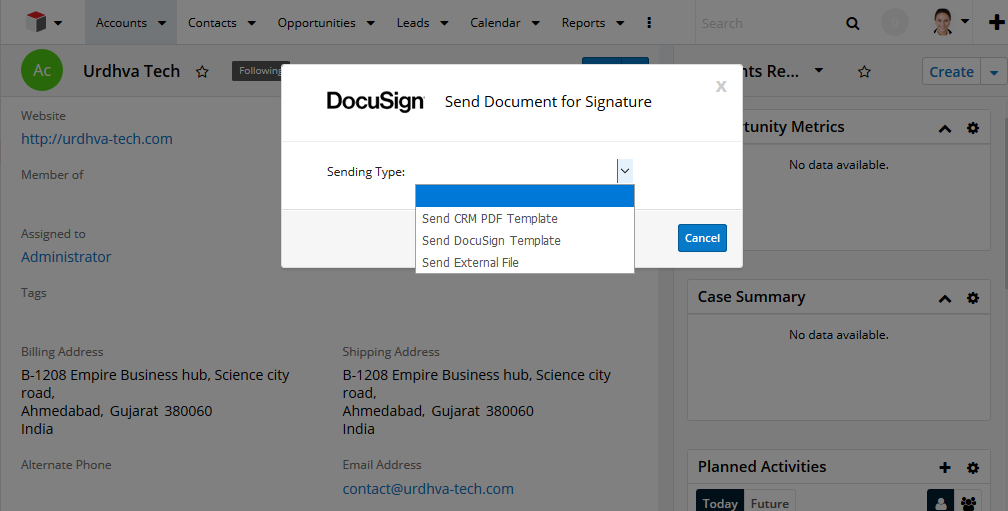 SugarCRM for DocuSign