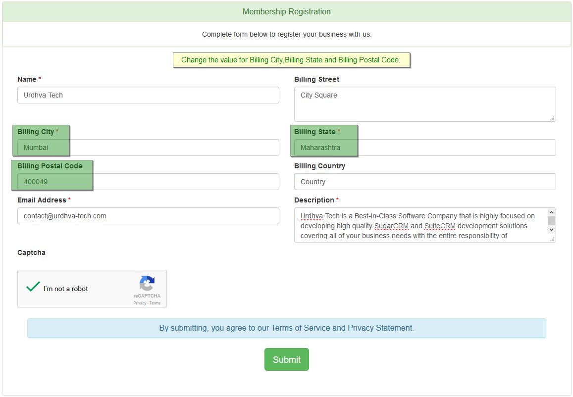 Change field(s) value for record updation