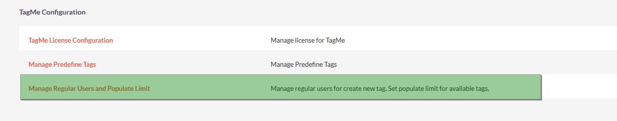 TagMe Configuration