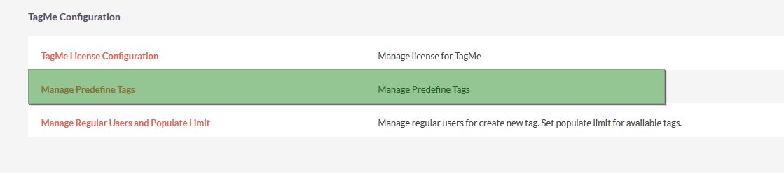 TagMe Configuration