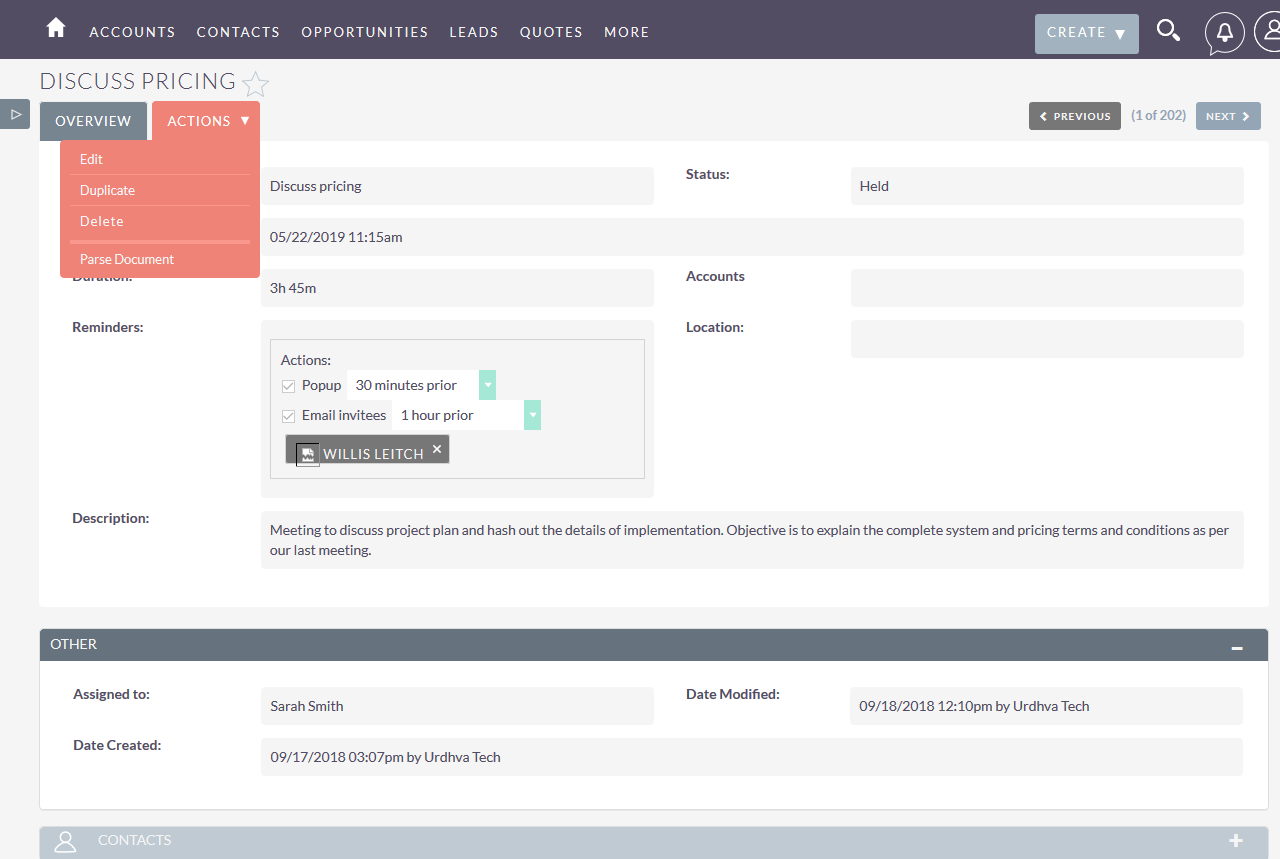 Parse Document button in detailview