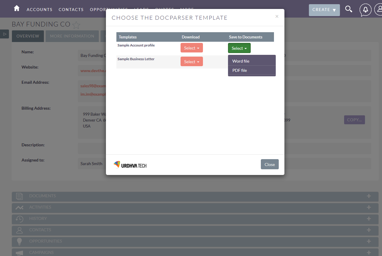 DocParser save to Documents option