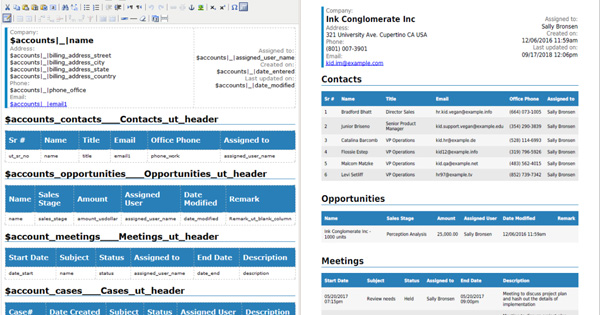 SugarCRM Export accounts and related module data