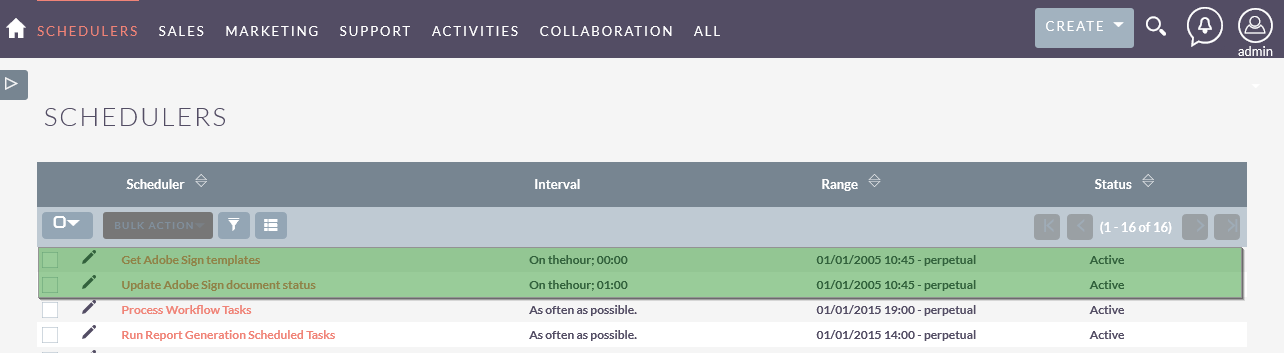 Adobe Sign SuiteCRM schedulers