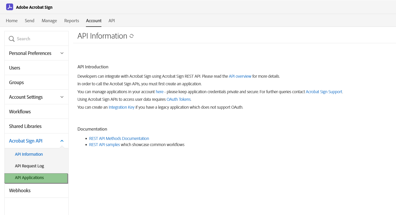 Adobe Sign account API Adobe Sign account API