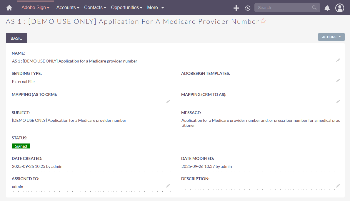 Adobe Sign for SuiteCRM