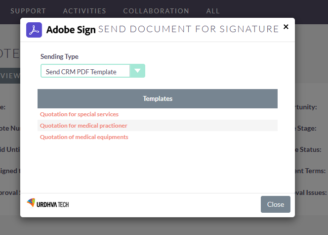 SuiteCRM Adobe Sign PDF template