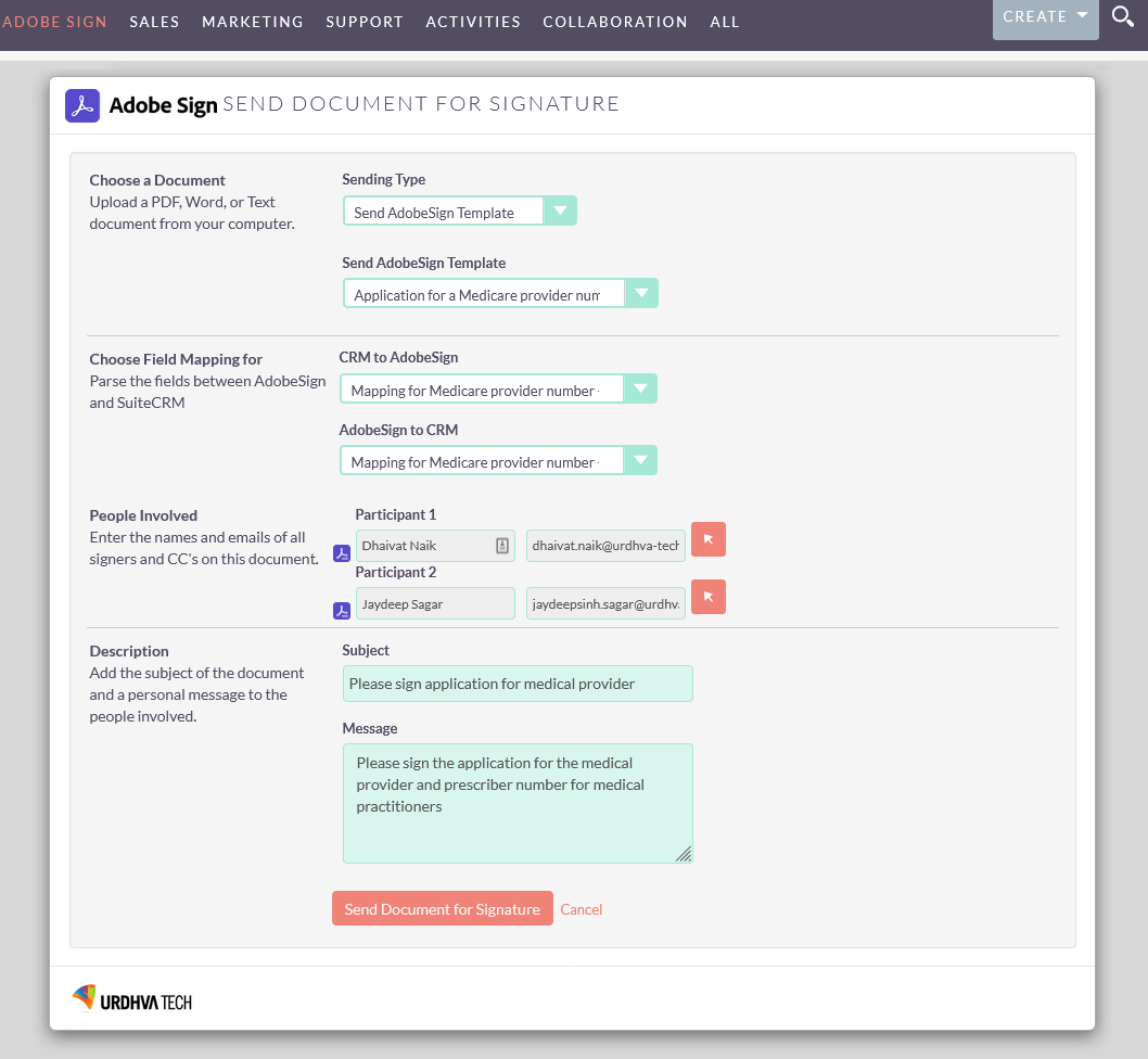 SuiteCRM Adobe Sign integration