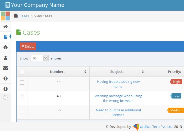 Listview of cases in portal