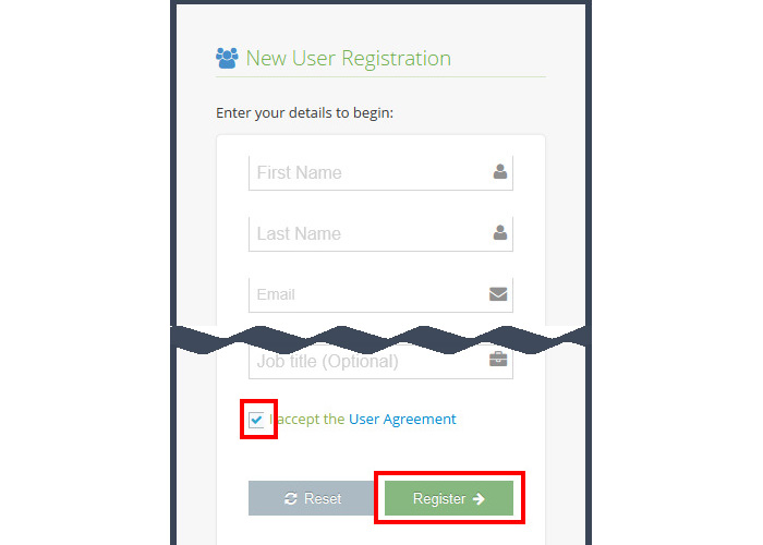 Portal Registration page