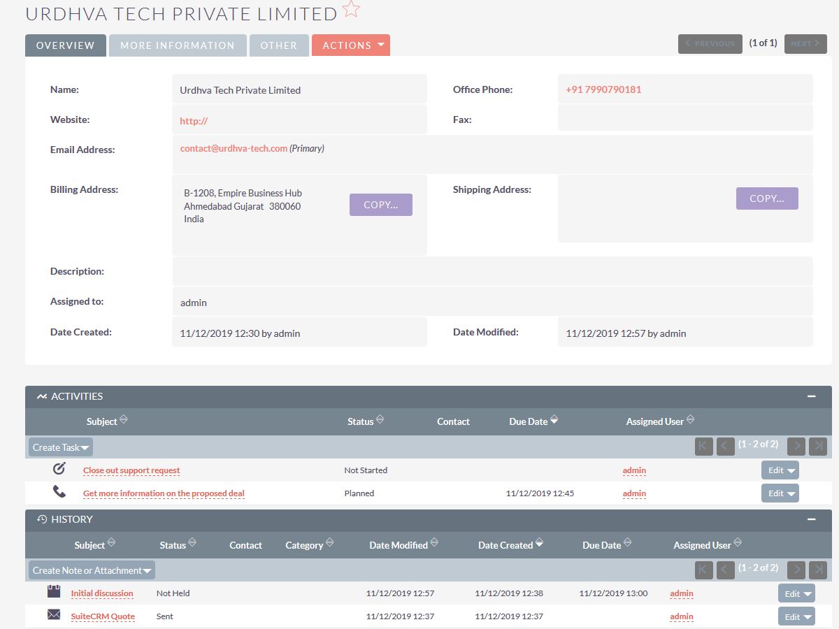 Accounts DetailView - primary record after auto process