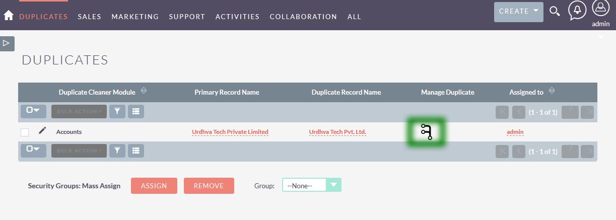 Data Cleaner Duplicates Listing.