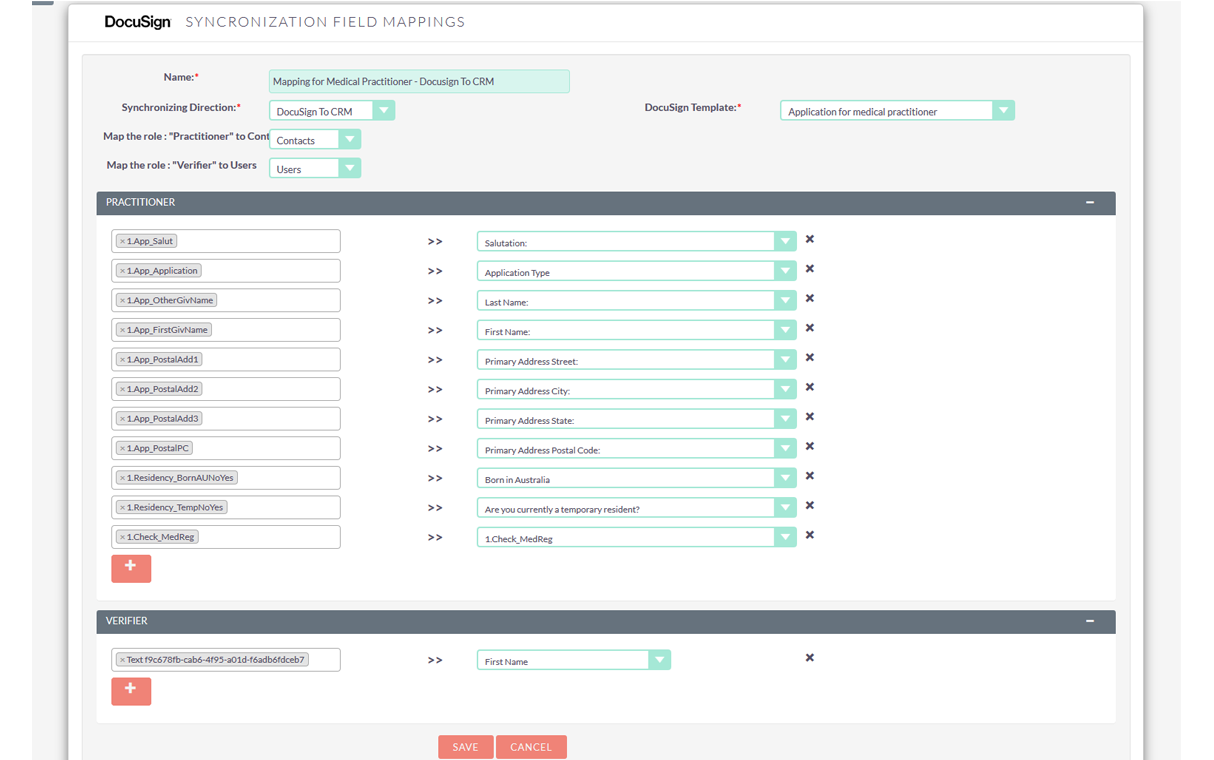 DocuSign SuiteCRM Dashlet