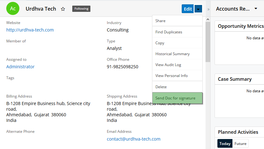 SugarCRM for DocuSign