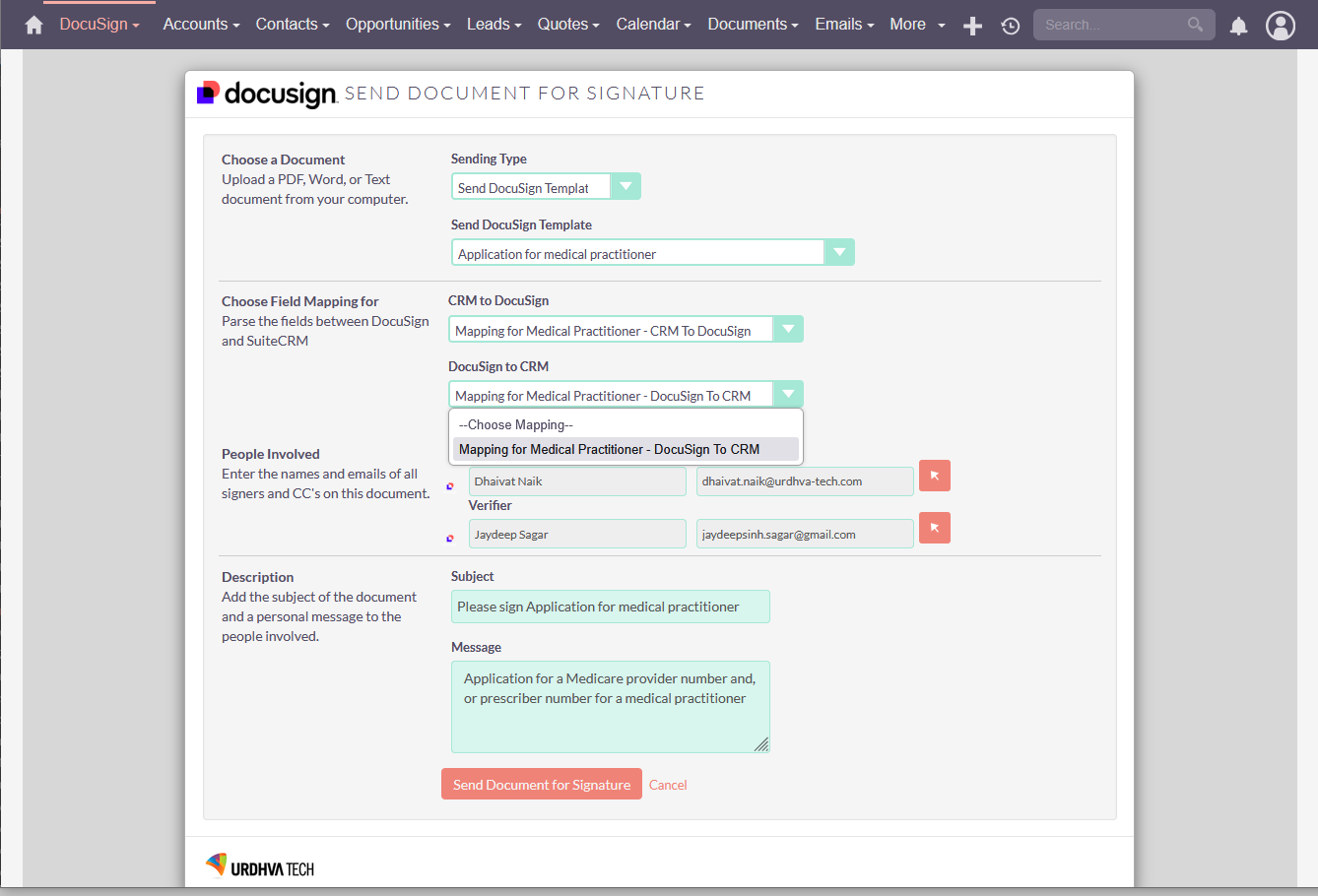SuiteCRM for DocuSign