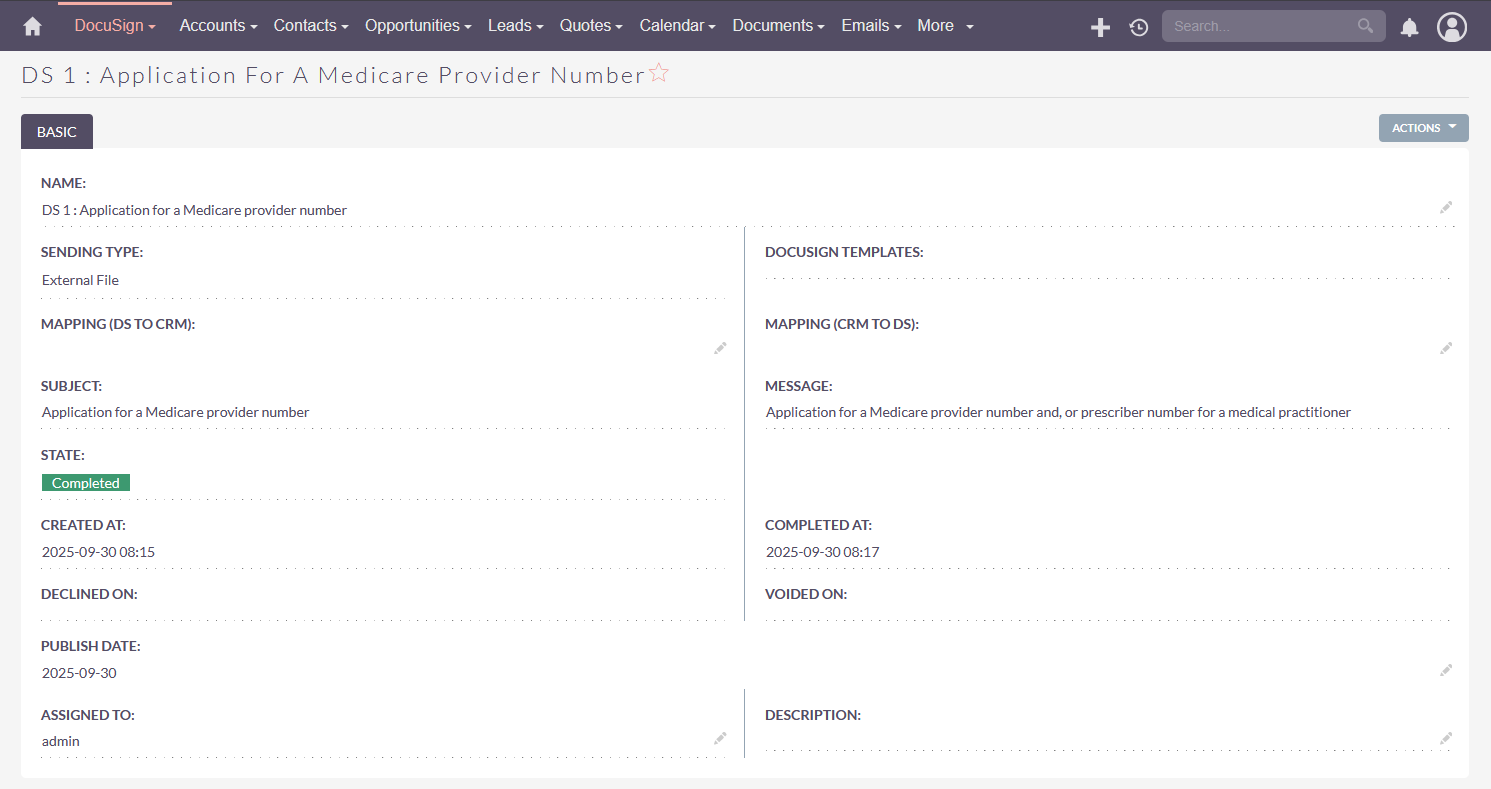 SuiteCRM for DocuSign
