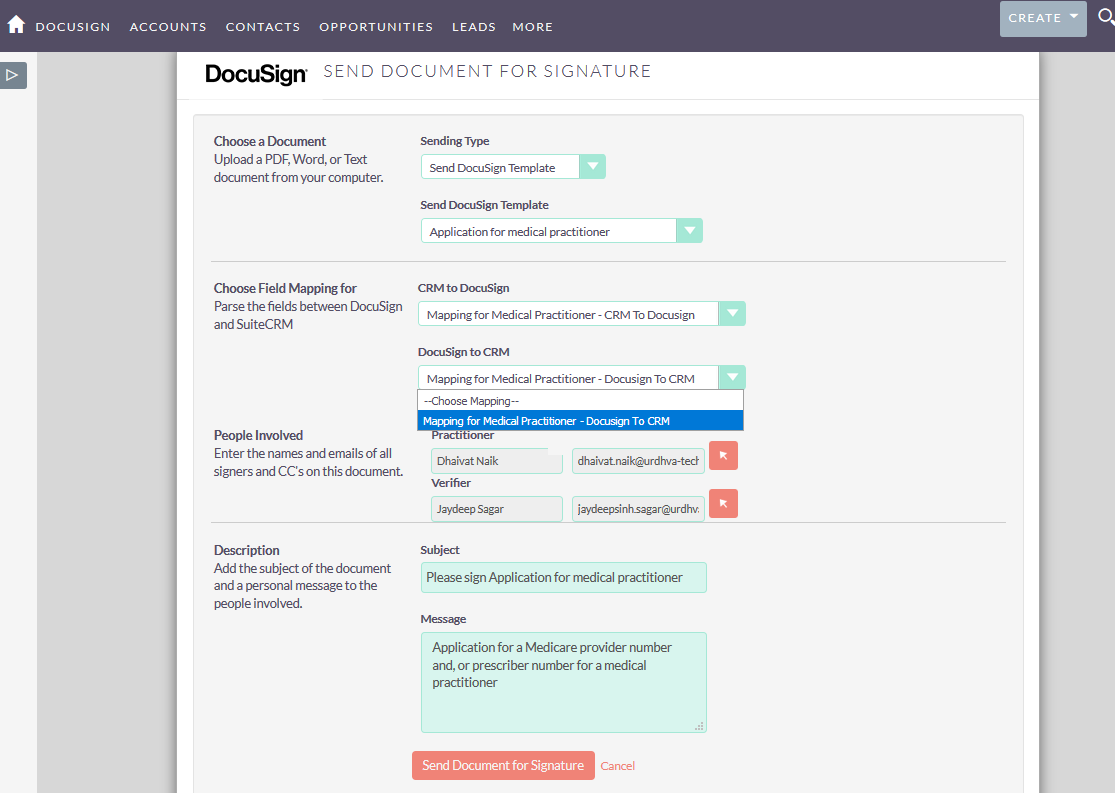 SuiteCRM for DocuSign