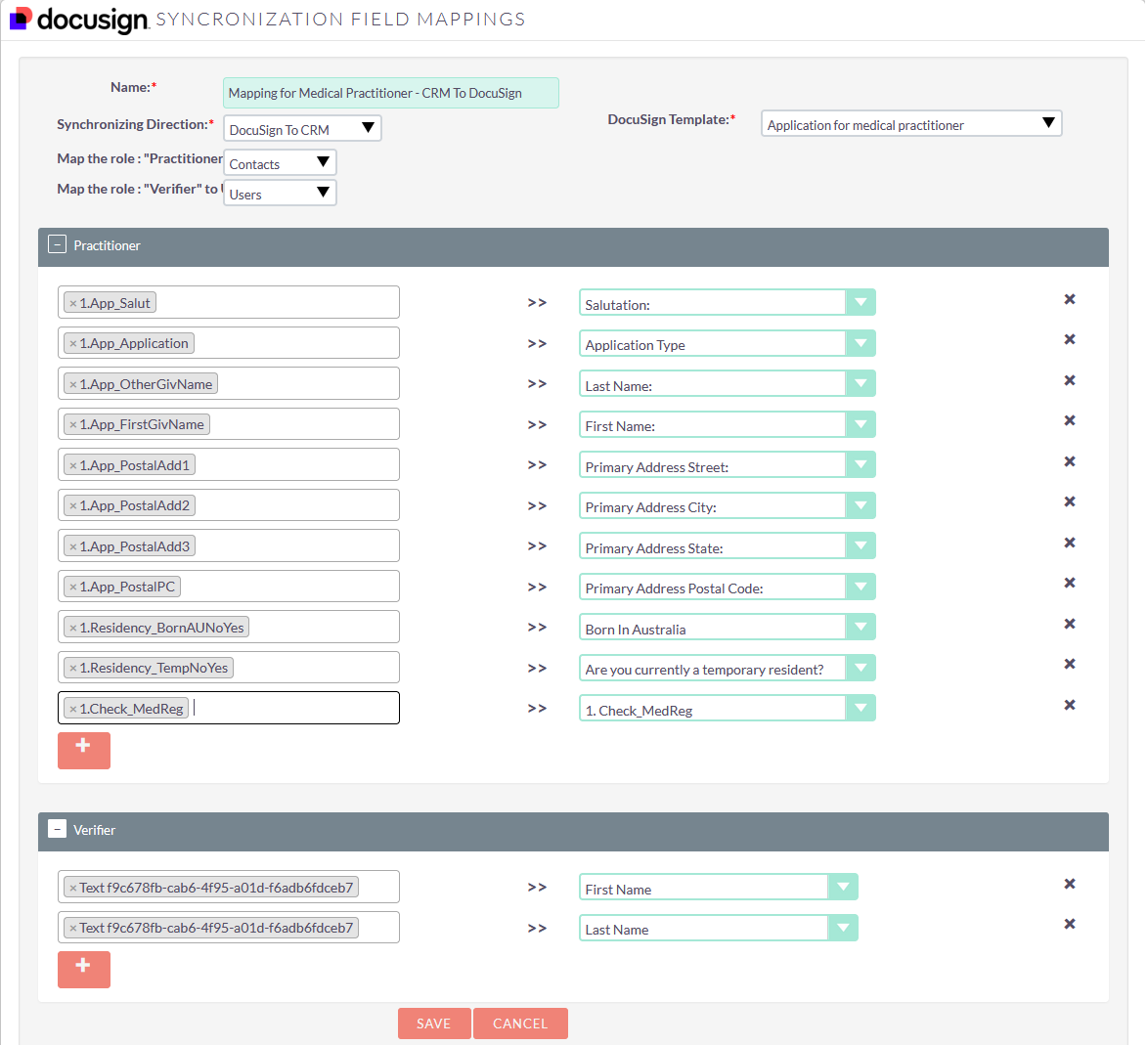 DocuSign SuiteCRM Dashlet