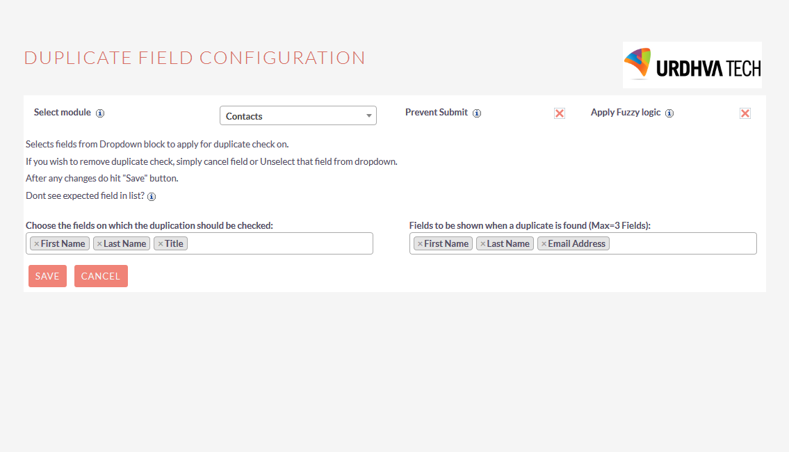 Dupdetector field configutation layout