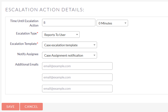 SuiteCRM Case Escalation action details