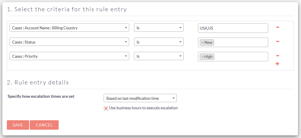 SuiteCRM Case Escalation Rule entry