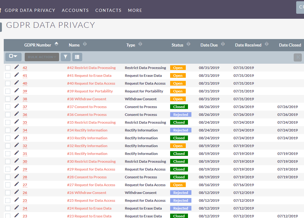 SuiteCRM GDPR-Ready Data Subject request forms