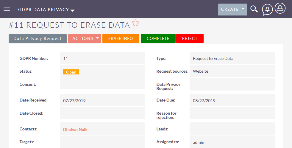SuiteCRM GDPR-Ready Data Subject request forms