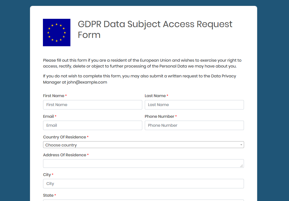 SuiteCRM GDPR-Ready Data Subject request forms