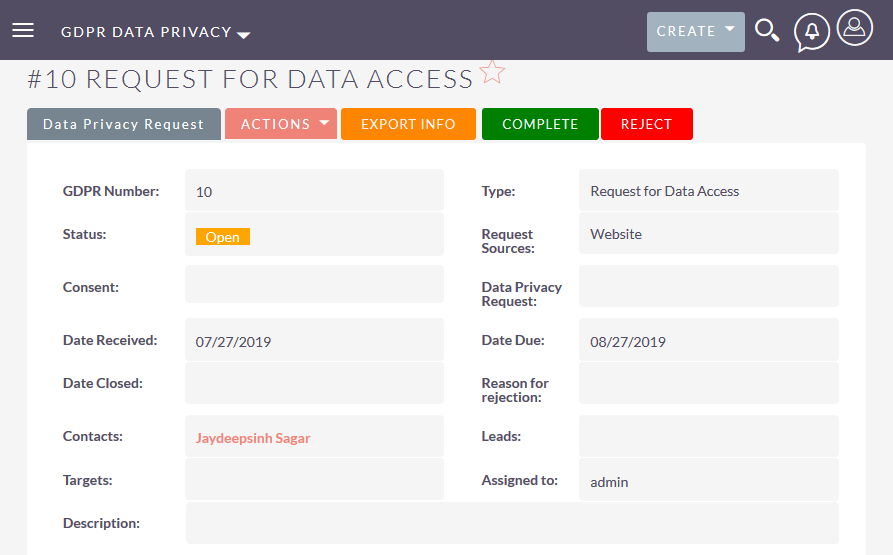 Request for Data Access