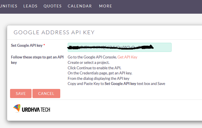 Google address map for SuiteCRM api key Google address map for SuiteCRM api key
