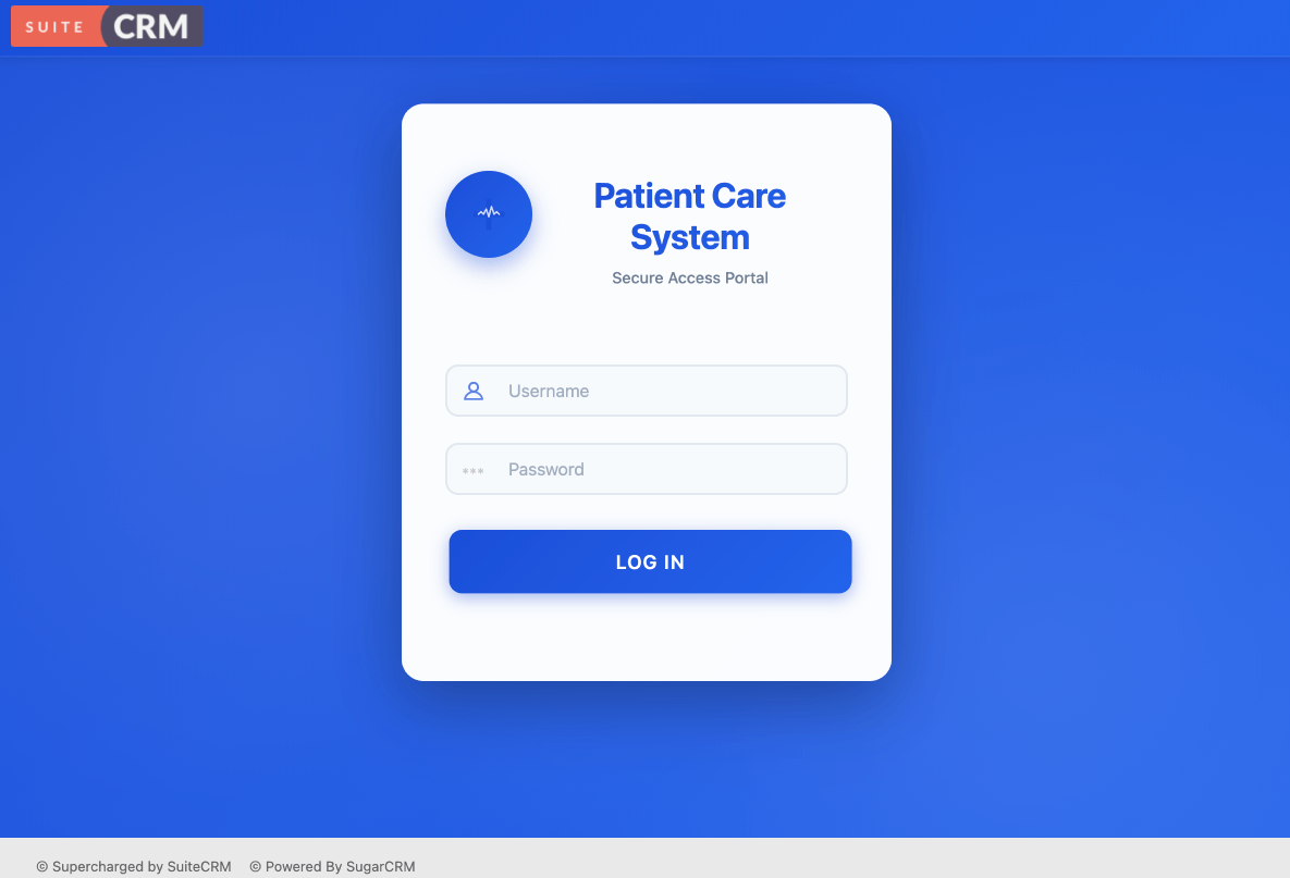 Patient Care Coordination Platform Interface SuiteCRM Patient Care Coordination Platform - Modern healthcare CRM interface for patient care management