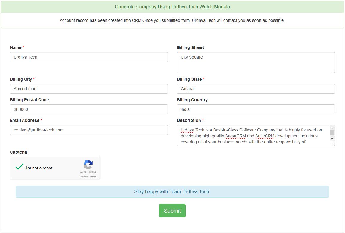 WebToModule for SugarCRM