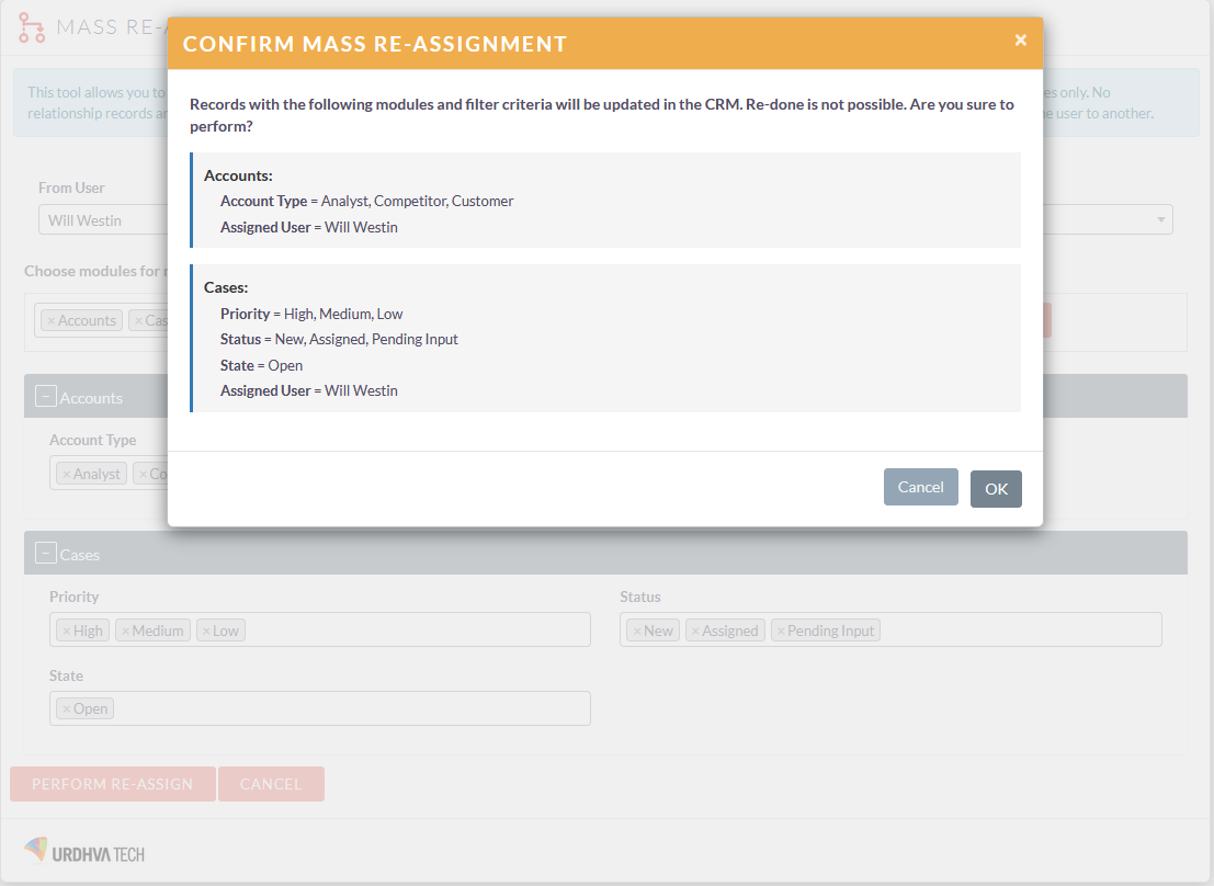 SuiteCRM Mass-Reassign confirm dialogue SuiteCRM Mass-Reassign confirm dialogue