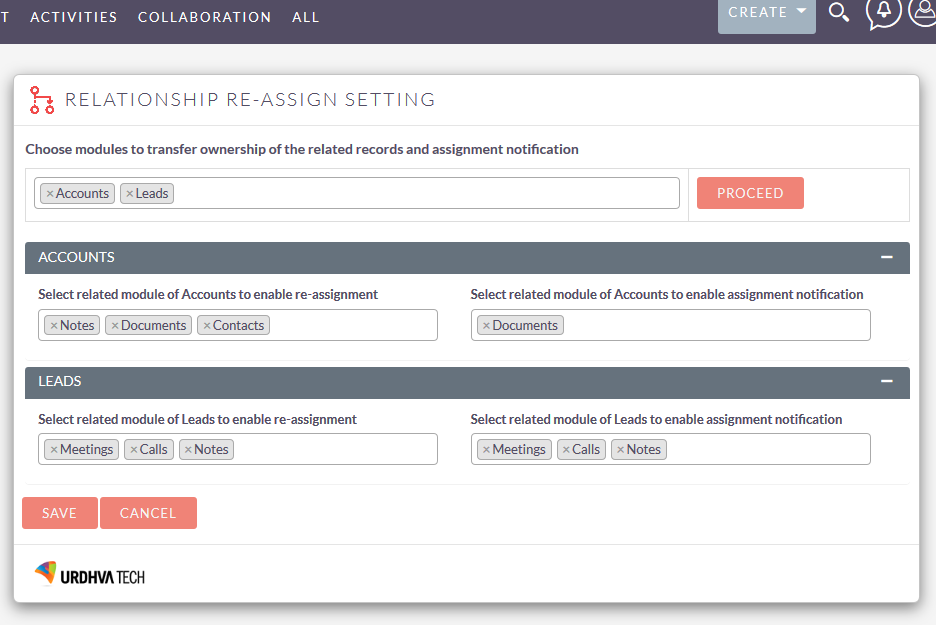 SuiteCRM Reassign relational record configuration