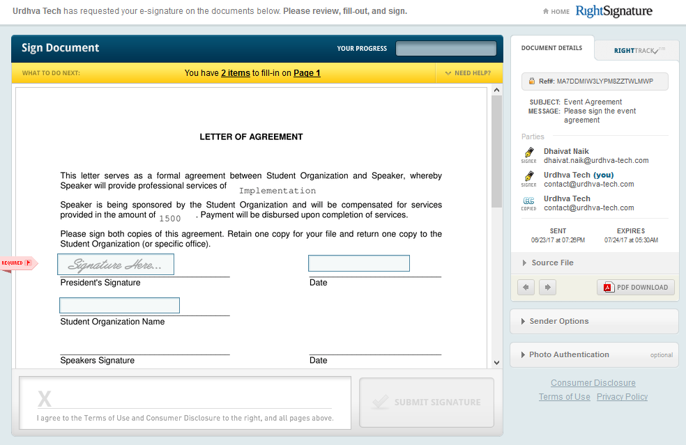 RightSignature for SuiteCRM