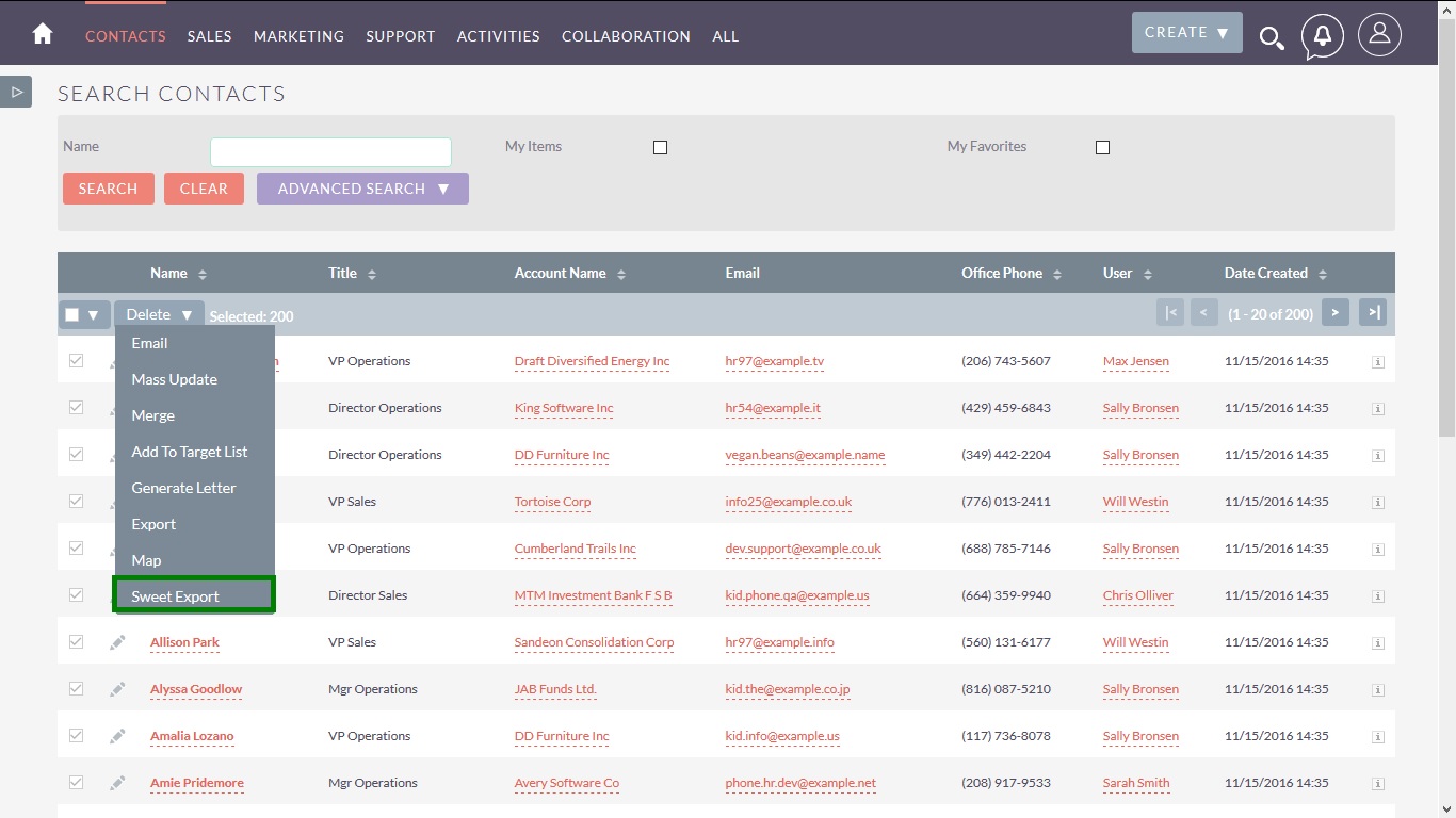 Sweet Export for SuiteCRM