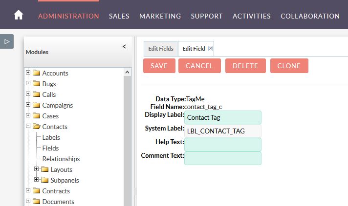 tag custom field in SuiteCRM studio