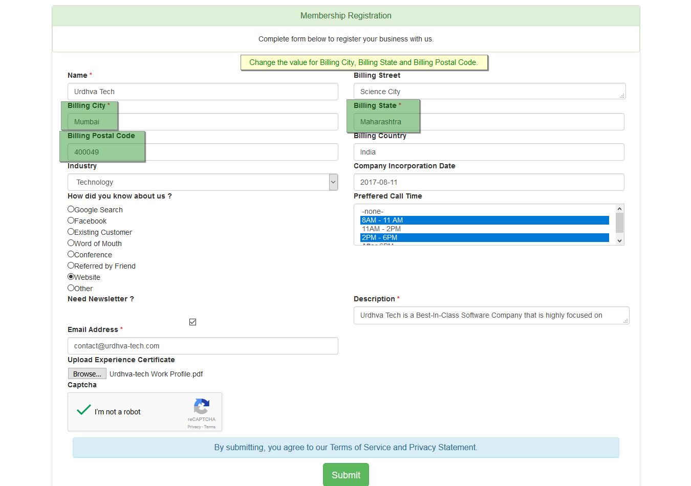 Try to update record in CRM