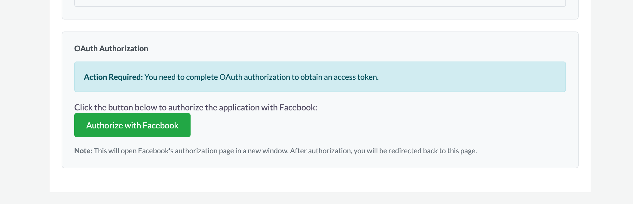 SuiteCRM OAuth Settings - WhatsApp Cloud API Configuration SuiteCRM WhatsApp OAuth Settings page with App ID, App Secret fields and Authorize with Facebook button